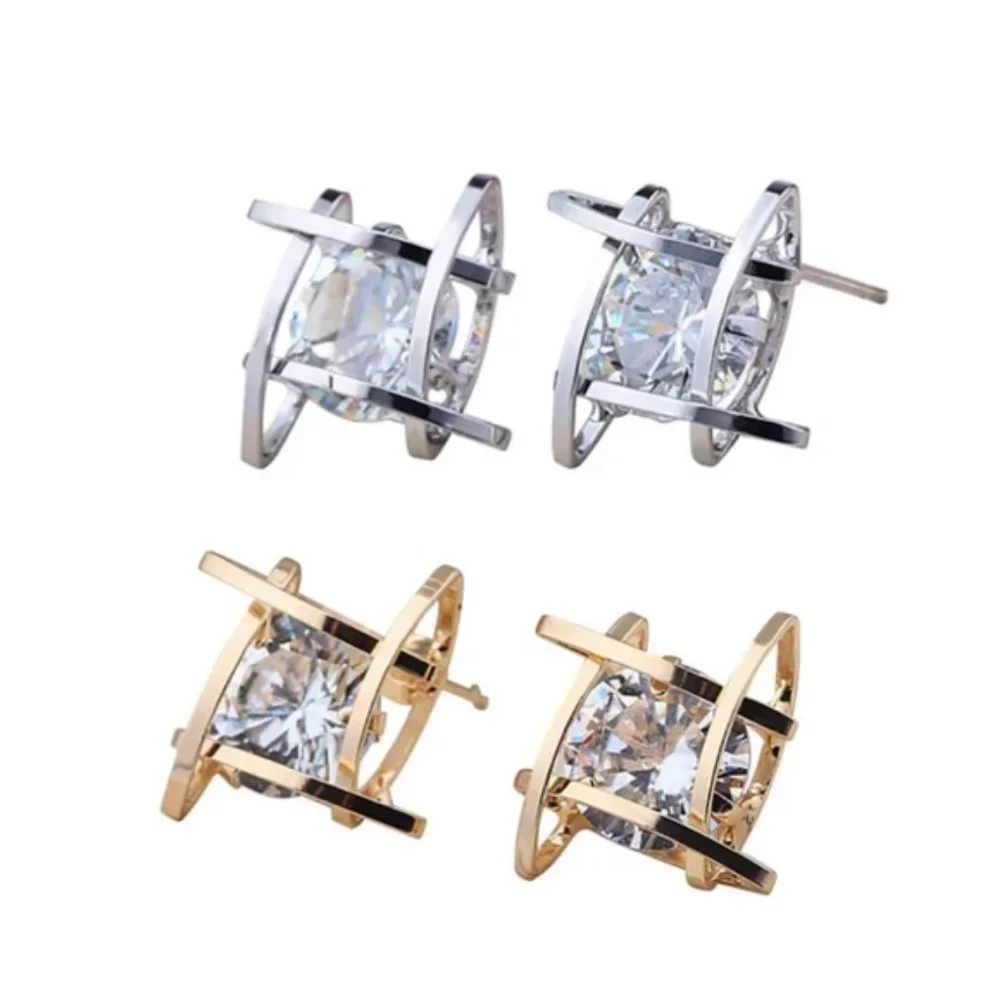 COPY - *NEW Round Solitaire Caged Diamond Stud Earrings